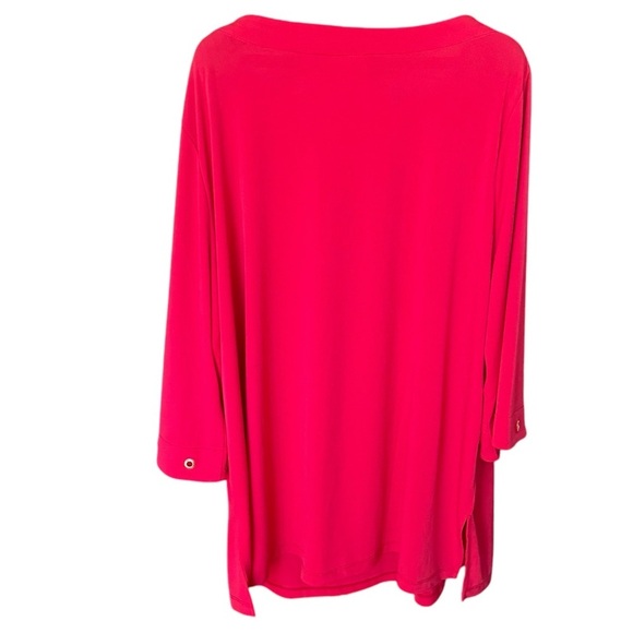 Susan Graver Liquid knit top Fuscia Pink 3X 3/4 Sleeve women’s - Picture 2 of 6
